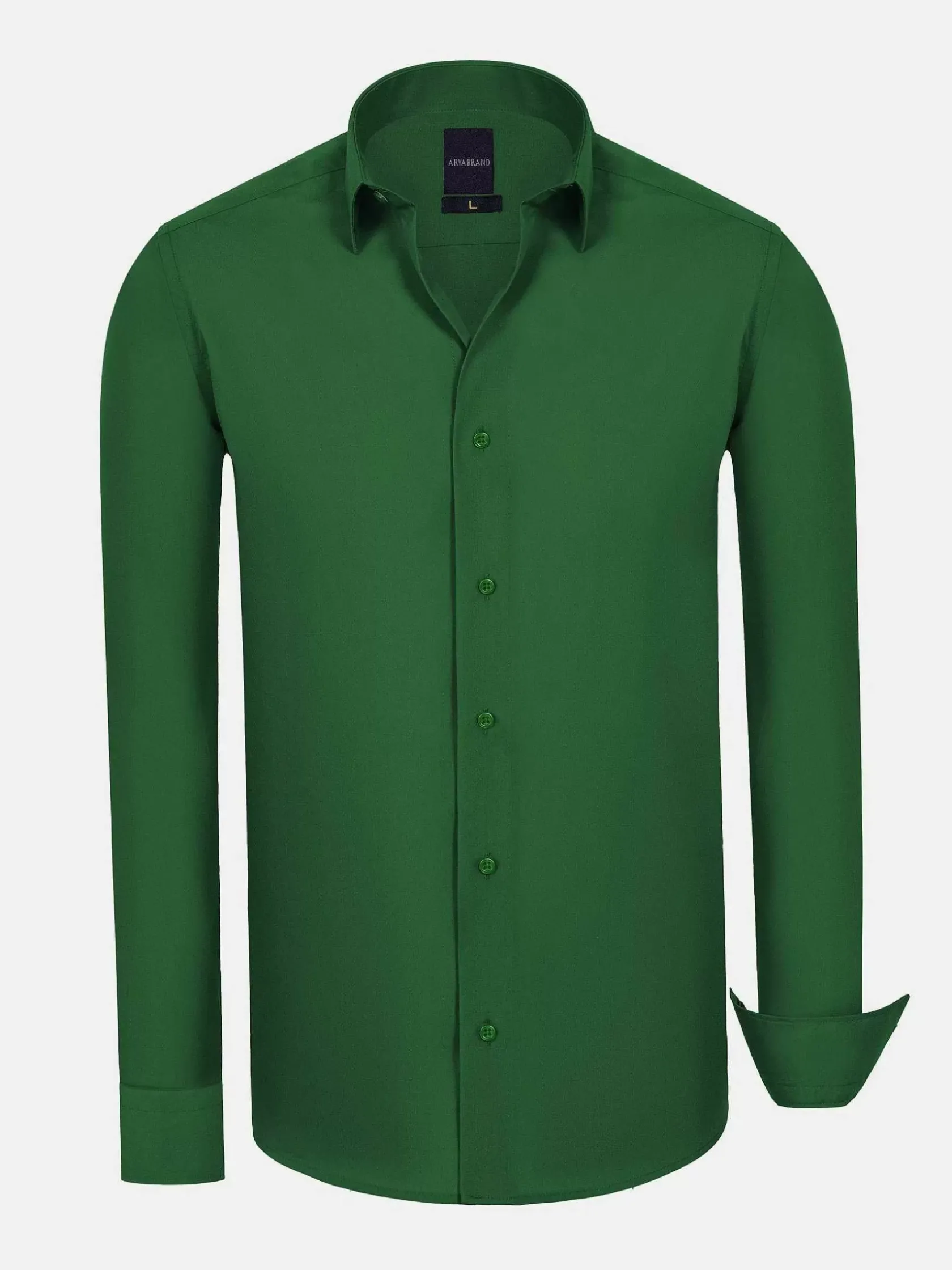 Wam Denim Overhemd Lange Mouwen|Leira Solid Green Overhemd Lange Mouw
