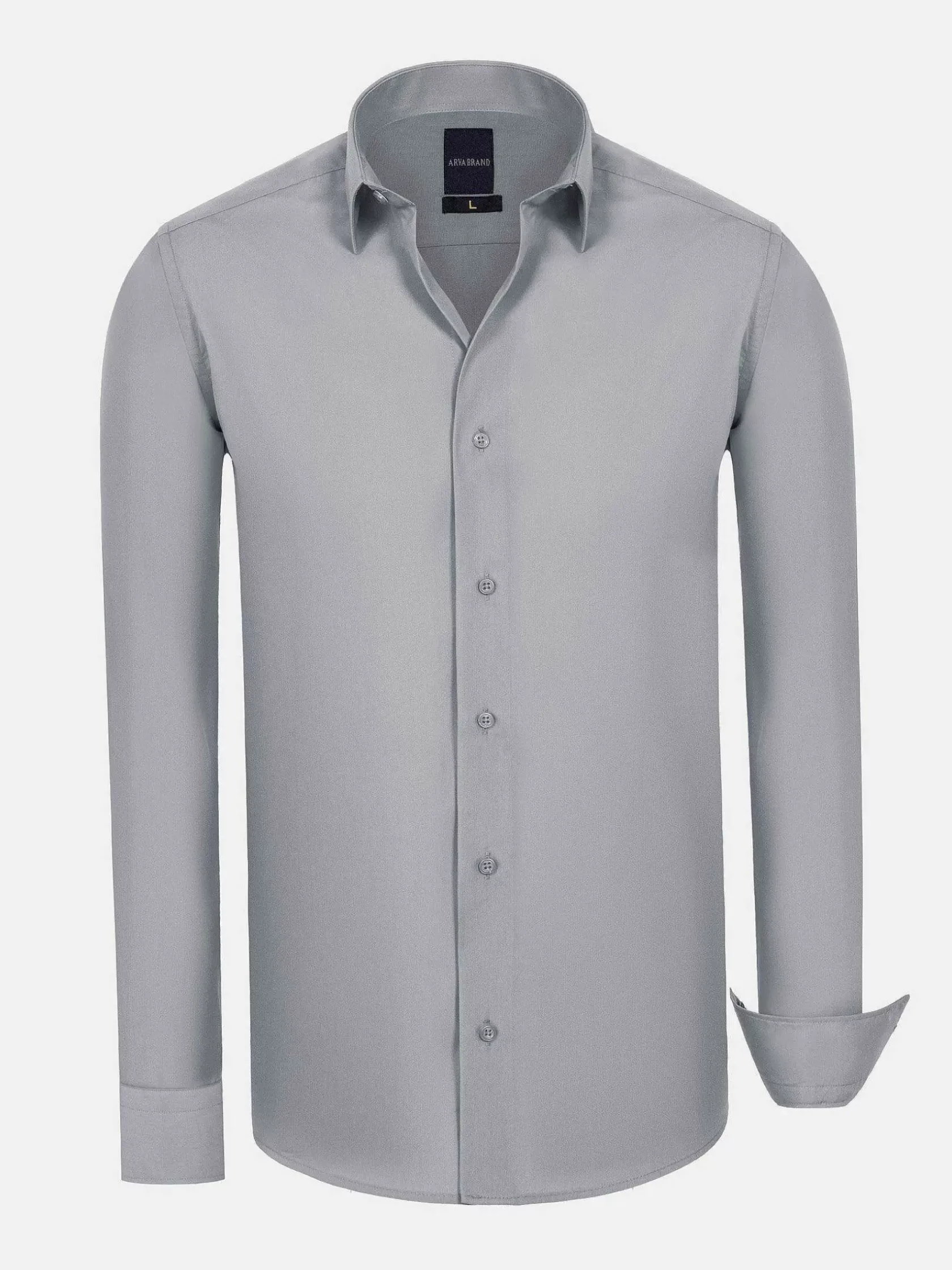 Wam Denim Overhemd Lange Mouwen|Leira Solid Grey Overhemd Lange Mouw