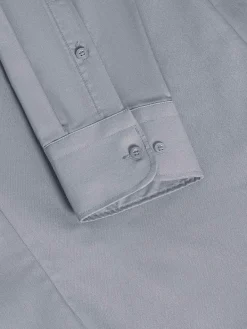 Wam Denim Overhemd Lange Mouwen|Leira Solid Grey Overhemd Lange Mouw
