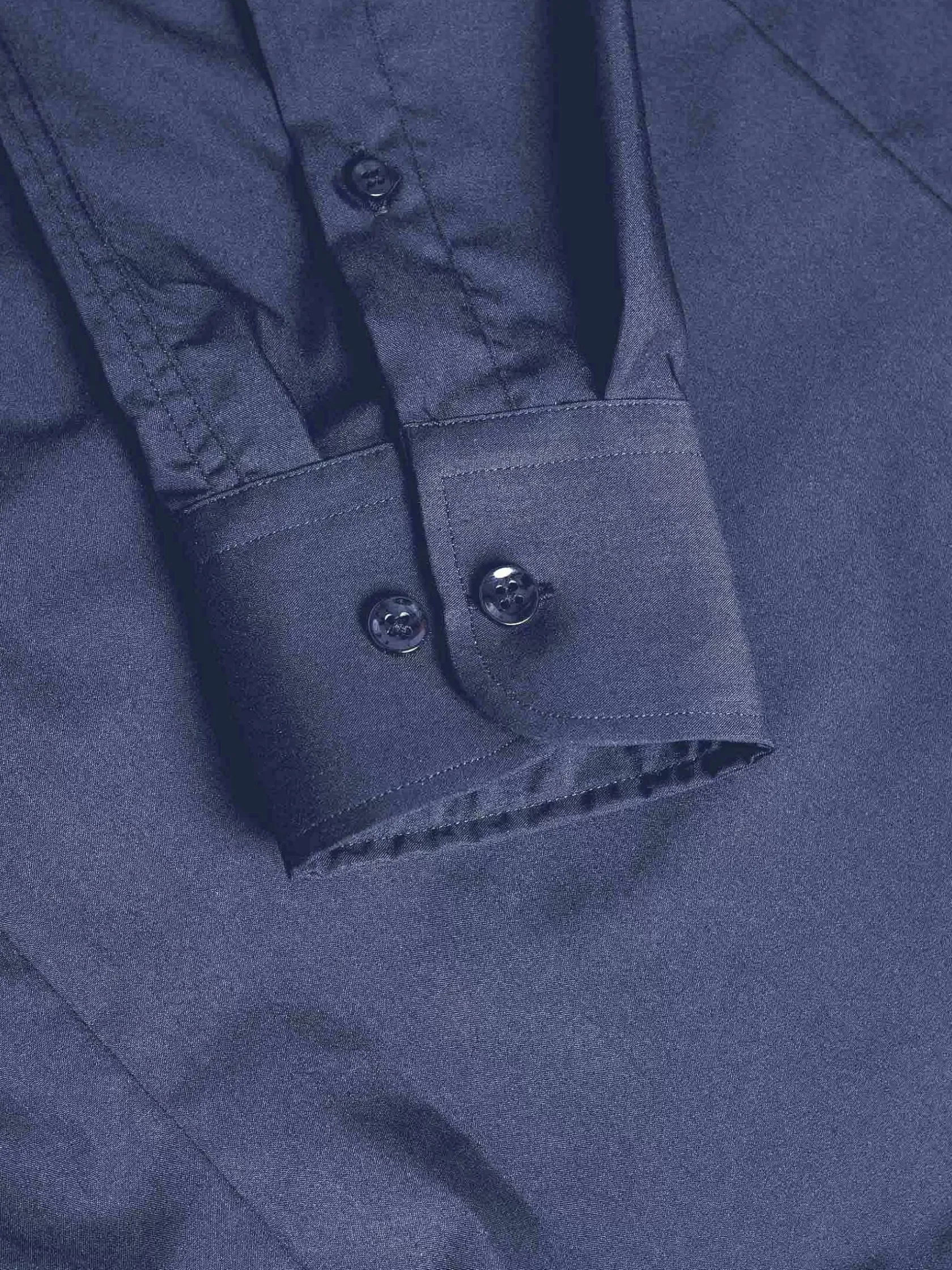 Wam Denim Overhemd Lange Mouwen|Leira Solid Light Navy Overhemd Lange Mouw