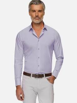 Wam Denim Overhemd Lange Mouwen|Leira Solid Lilac Overhemd Lange Mouw