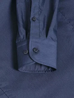 Wam Denim Overhemd Lange Mouwen|Leira Solid Navy Overhemd Lange Mouw