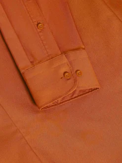 Wam Denim Overhemd Lange Mouwen|Leira Solid Orange Overhemd Lange Mouw