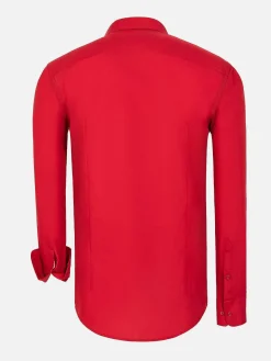 Wam Denim Overhemd Lange Mouwen|Leira Solid Red Overhemd Lange Mouw