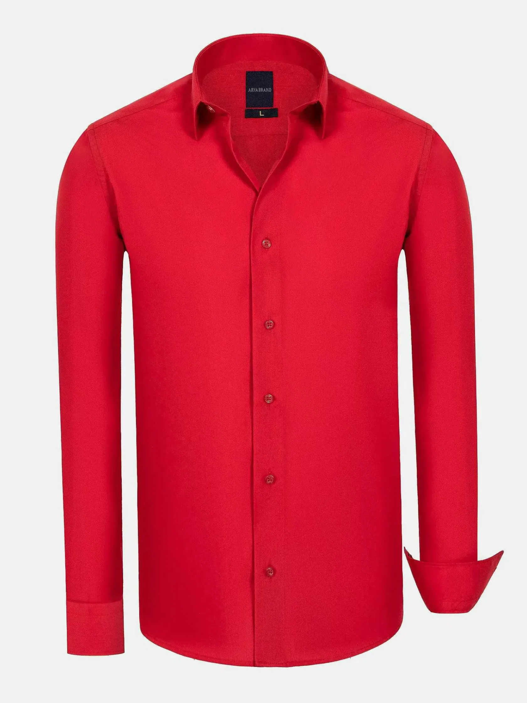Wam Denim Overhemd Lange Mouwen|Leira Solid Red Overhemd Lange Mouw