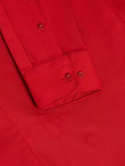 Wam Denim Overhemd Lange Mouwen|Leira Solid Red Overhemd Lange Mouw