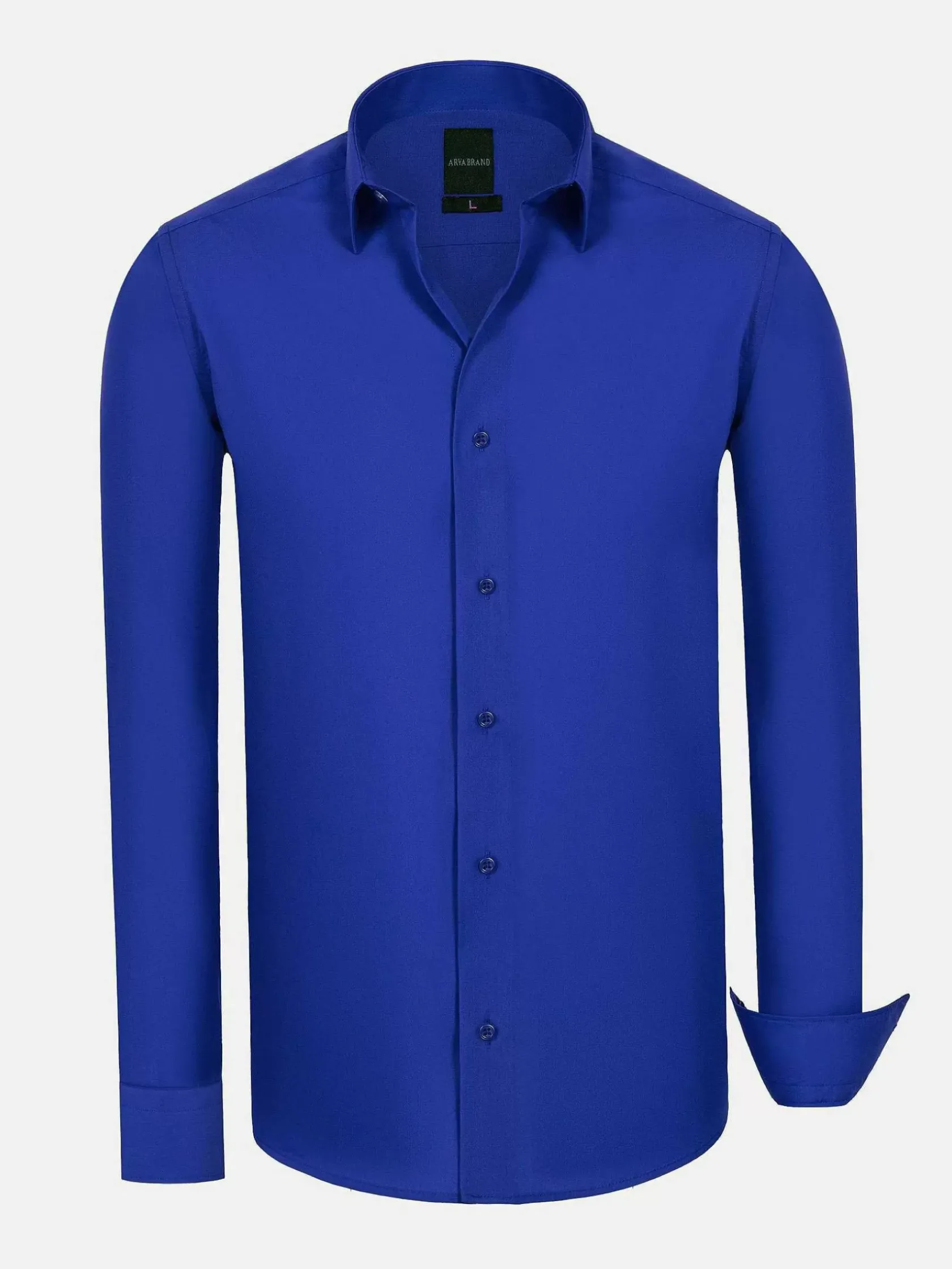 Wam Denim Overhemd Lange Mouwen|Leira Solid Royal Blue Overhemd Lange Mouw