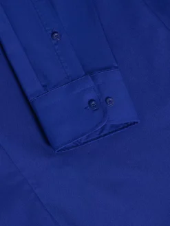 Wam Denim Overhemd Lange Mouwen|Leira Solid Royal Blue Overhemd Lange Mouw