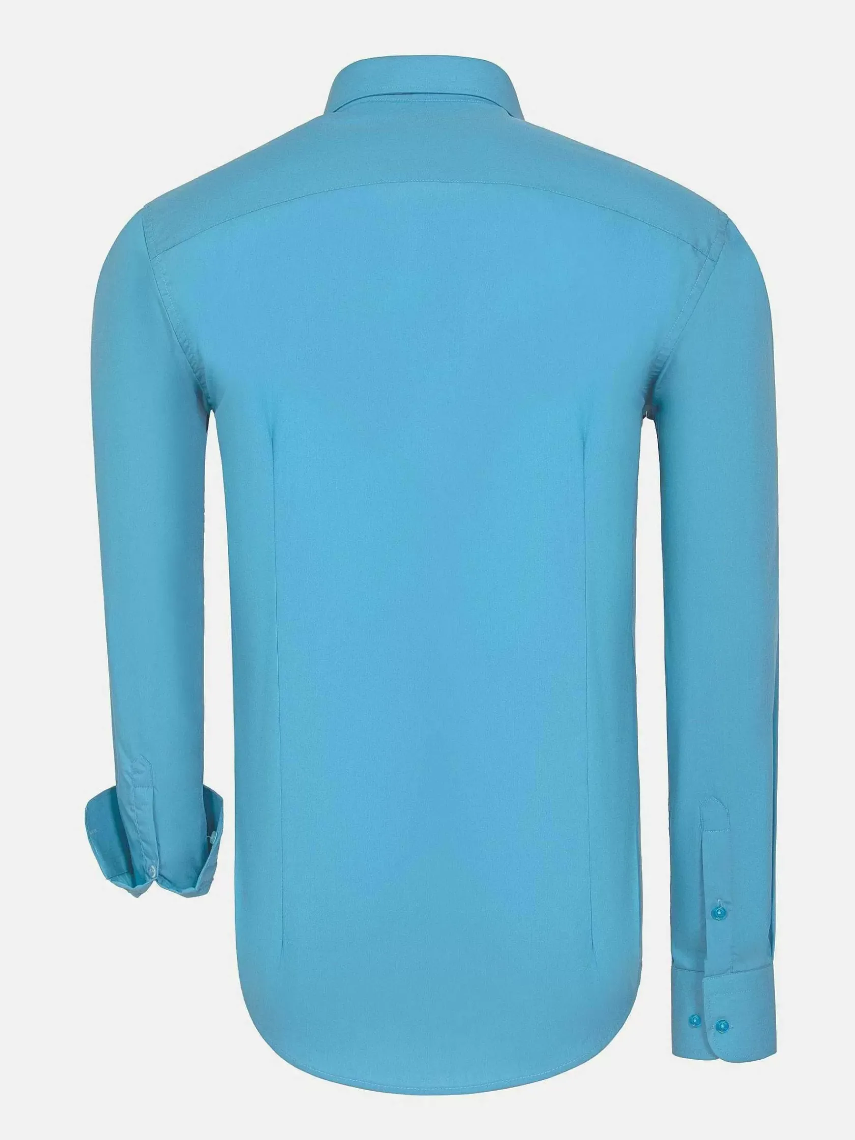 Wam Denim Overhemd Lange Mouwen|Leira Solid Turquoise Overhemd Lange Mouw