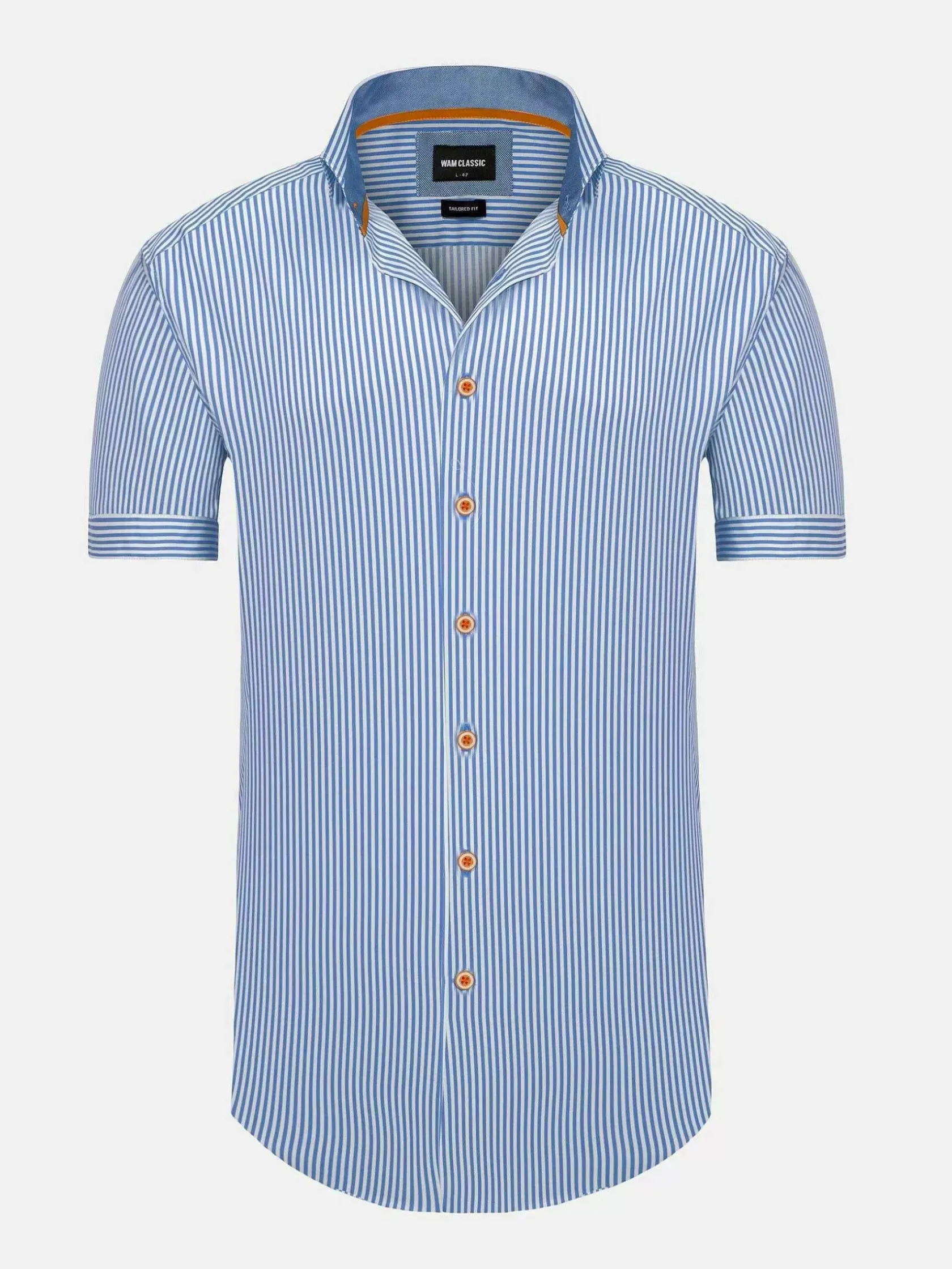 Wam Denim Overhemd Korte Mouwen|Levi Tailored Fit Blue Overhemd Korte Mouw