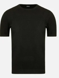 Wam Denim T-Shirts|Lucas Pique Knit Black T-Shirt