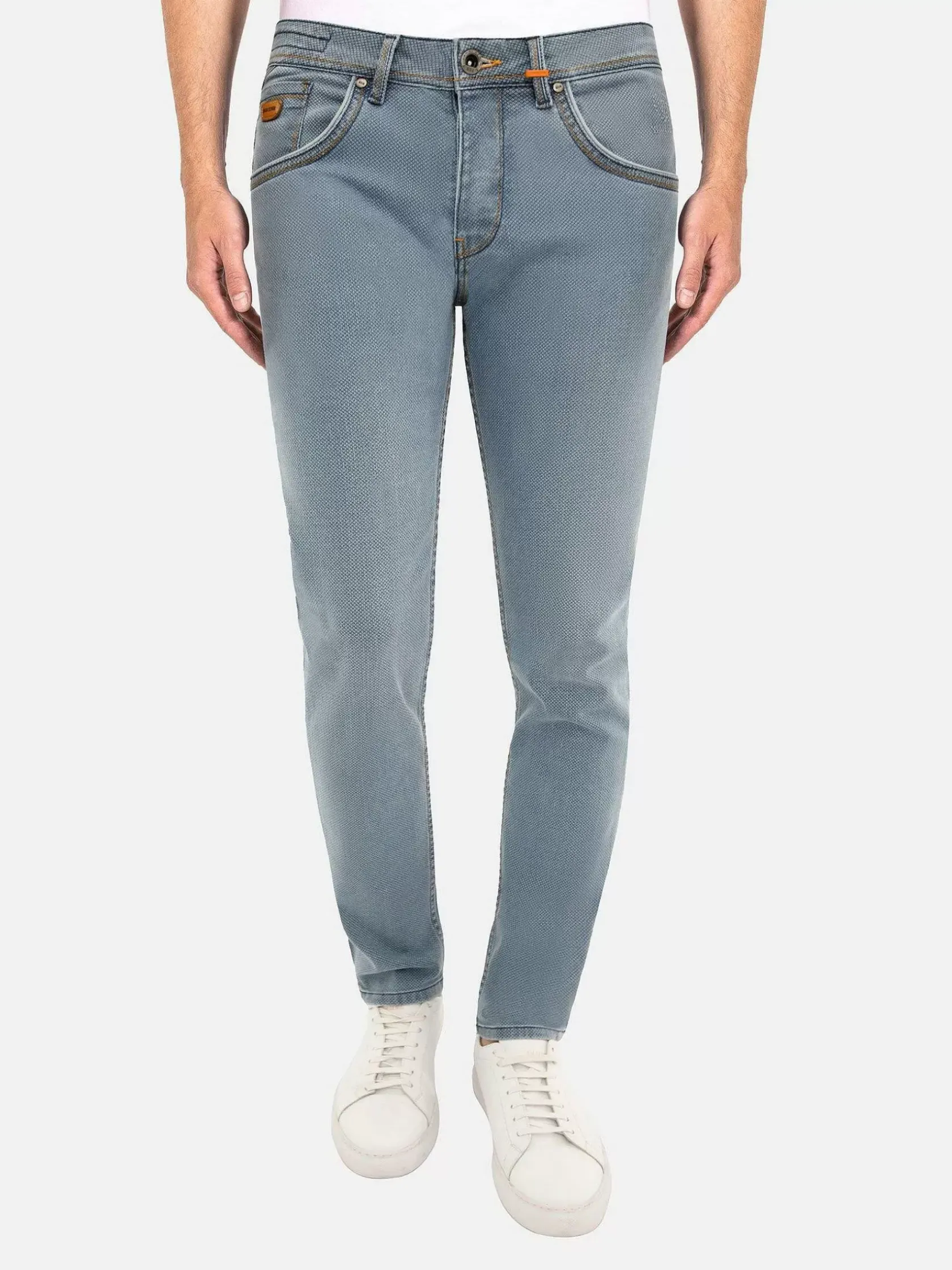 Wam Denim Jeans|Luna Mini Check Slim Fit Blue Jeans
