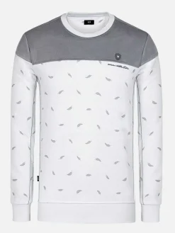 Wam Denim Sweaters|Mariner Ground Floral White Grey Sweater