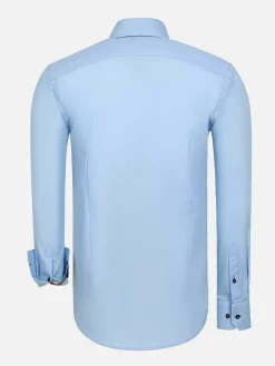 Wam Denim Overhemd Lange Mouwen|Metz Solid Blue Overhemd Lange Mouw