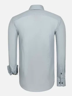 Wam Denim Overhemd Lange Mouwen|Metz Solid Grey Overhemd Lange Mouw