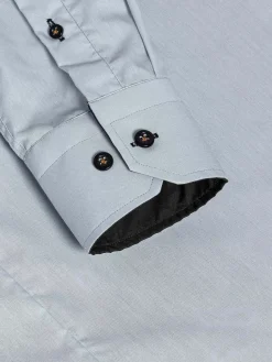 Wam Denim Overhemd Lange Mouwen|Metz Solid Grey Overhemd Lange Mouw