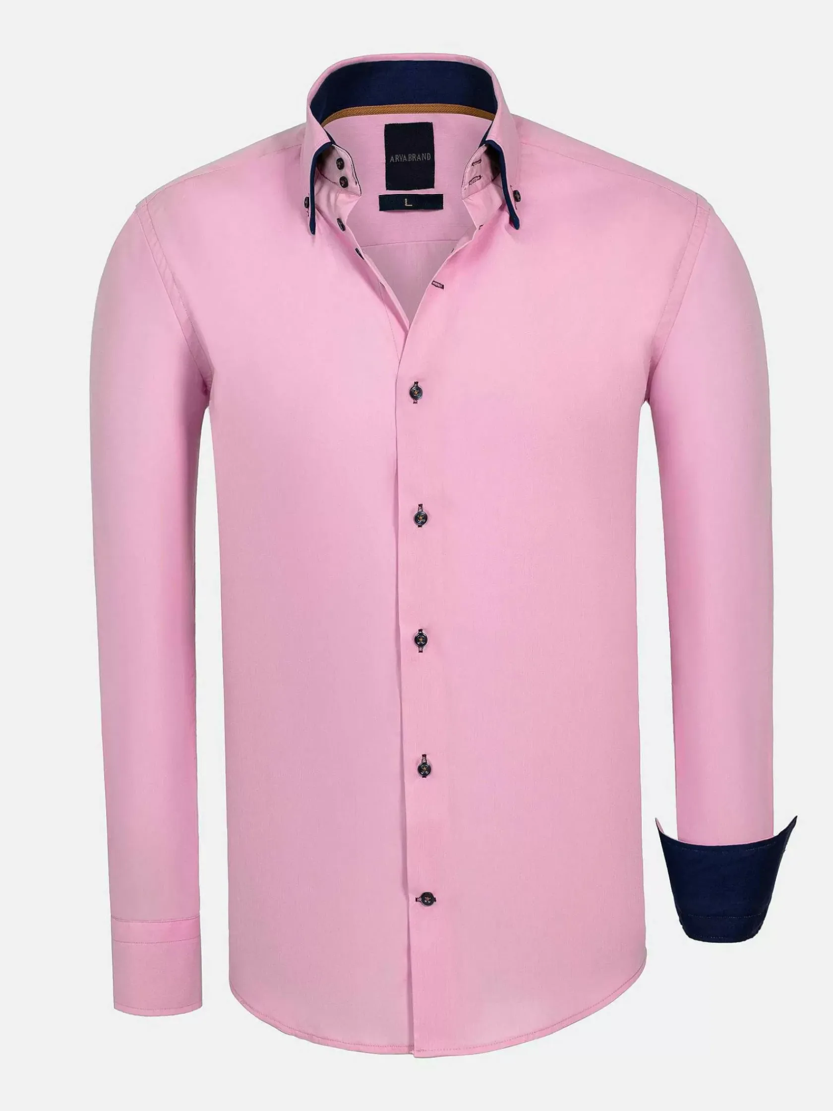 Wam Denim Overhemd Lange Mouwen|Metz Solid Pink Overhemd Lange Mouw