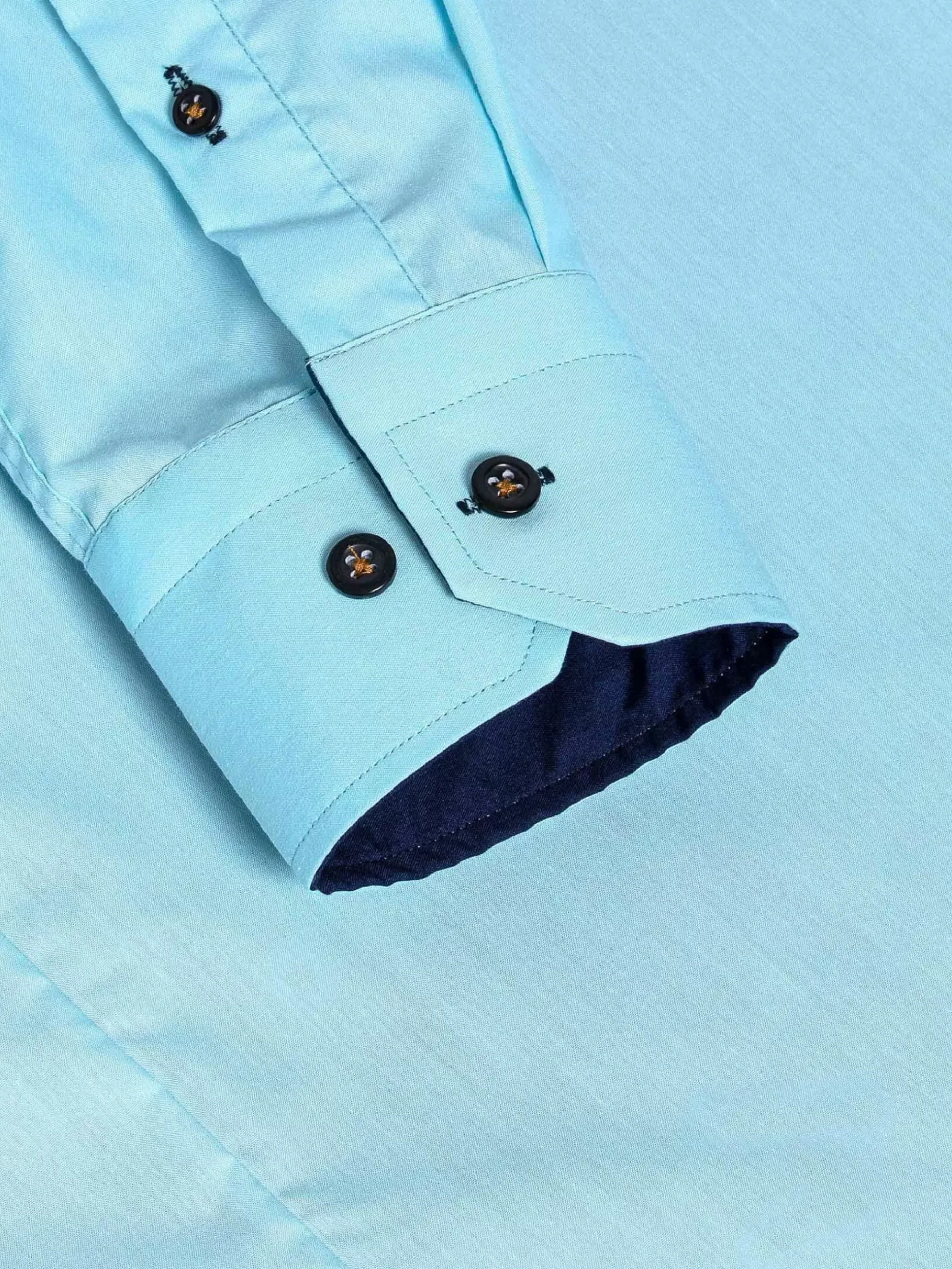 Wam Denim Overhemd Lange Mouwen|Metz Solid Turquoise Overhemd Lange Mouw