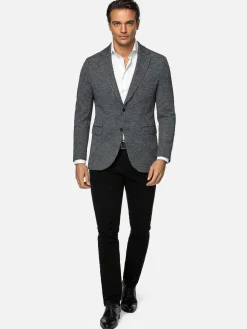 Wam Denim Colberts|Minevra Checked Slim Fit Black Grey Colbert