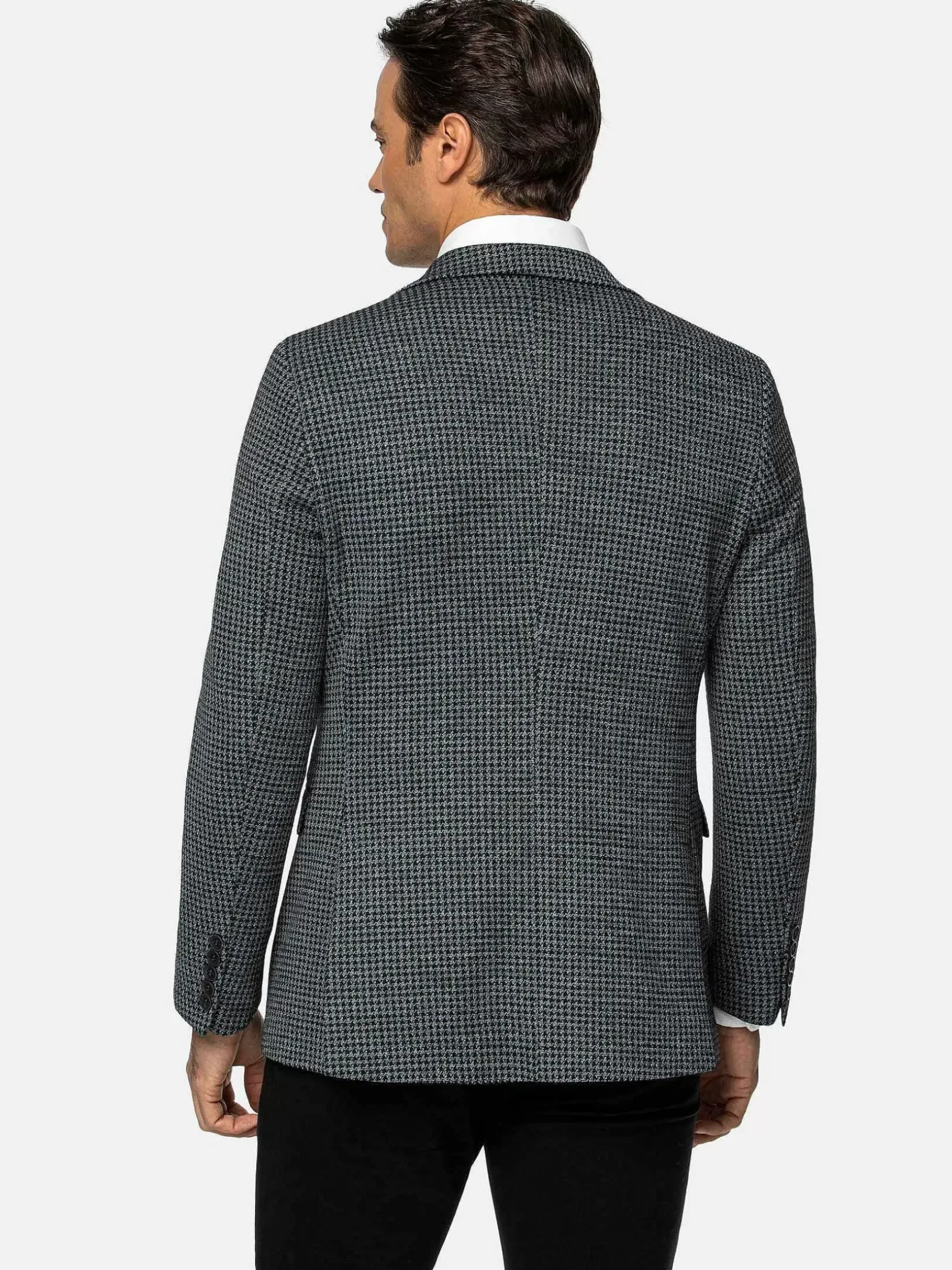 Wam Denim Colberts|Minevra Checked Slim Fit Black Grey Colbert
