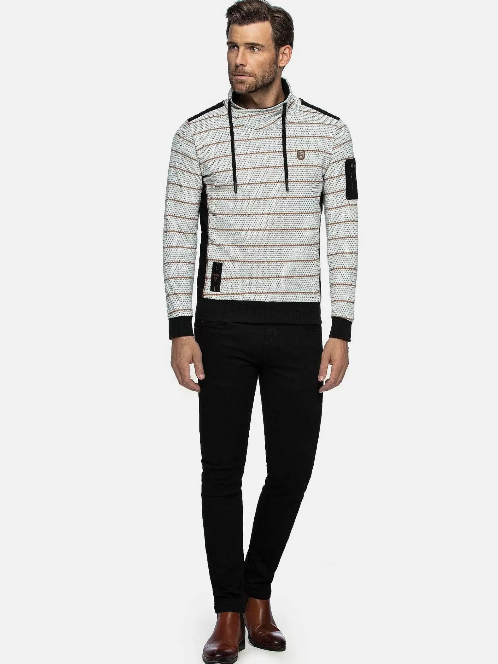 Wam Denim Sweaters|Muro Striped Off-White Sweater