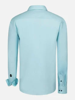 Wam Denim Overhemd Lange Mouwen|Mykonos Solid Light Turquoise Overhemd Longe Mouw