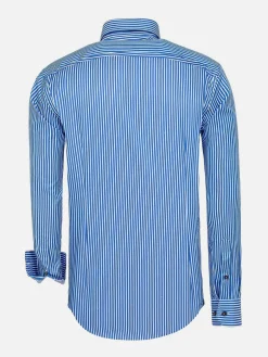Wam Denim Overhemd Lange Mouwen|Nancy Royal Blue Striped Overhemd Lange Mouw