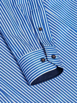Wam Denim Overhemd Lange Mouwen|Nancy Royal Blue Striped Overhemd Lange Mouw