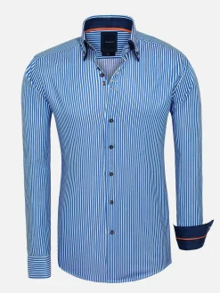 Wam Denim Overhemd Lange Mouwen|Nancy Royal Blue Striped Overhemd Lange Mouw