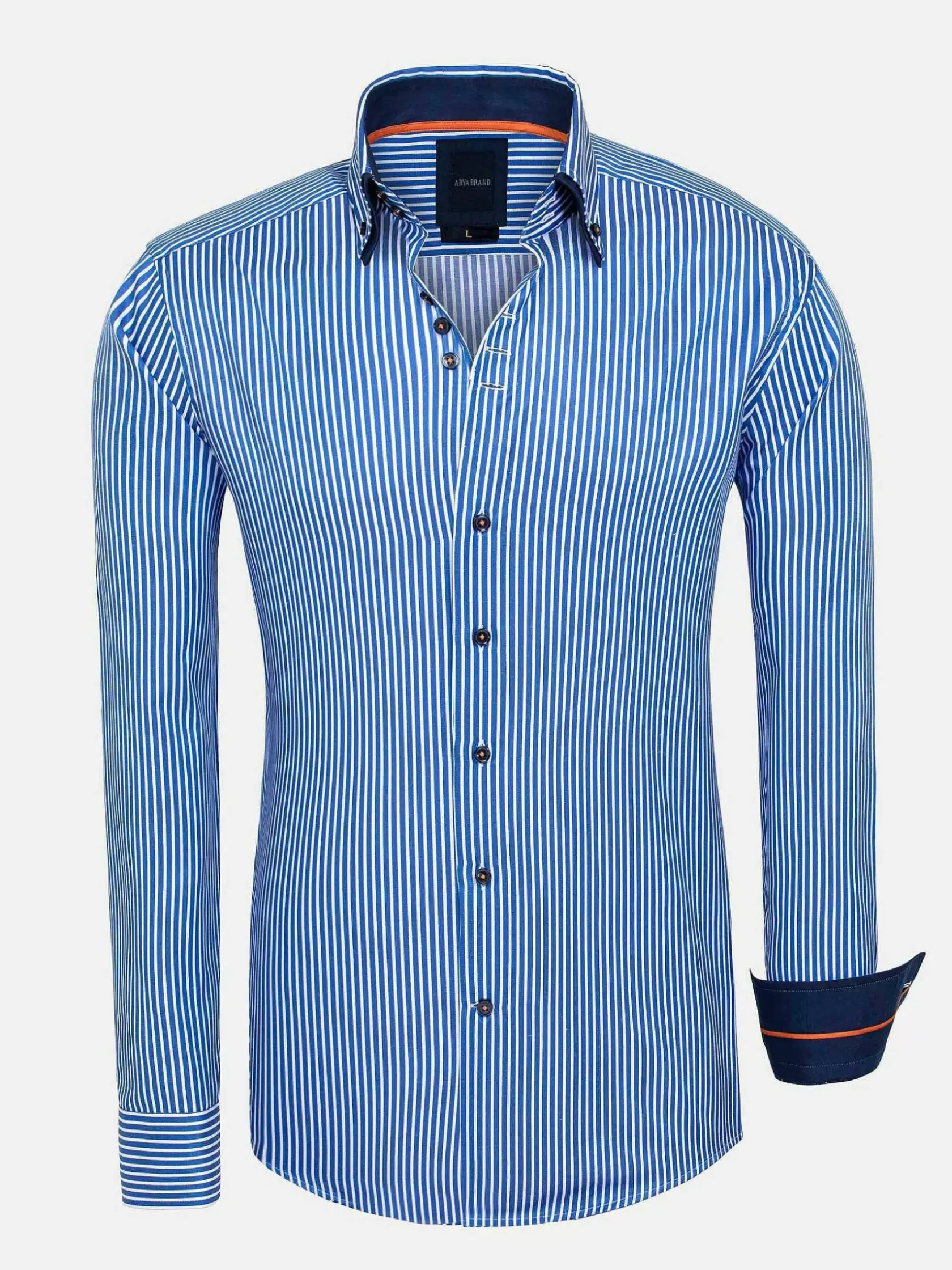 Wam Denim Overhemd Lange Mouwen|Nancy Royal Blue Striped Overhemd Lange Mouw