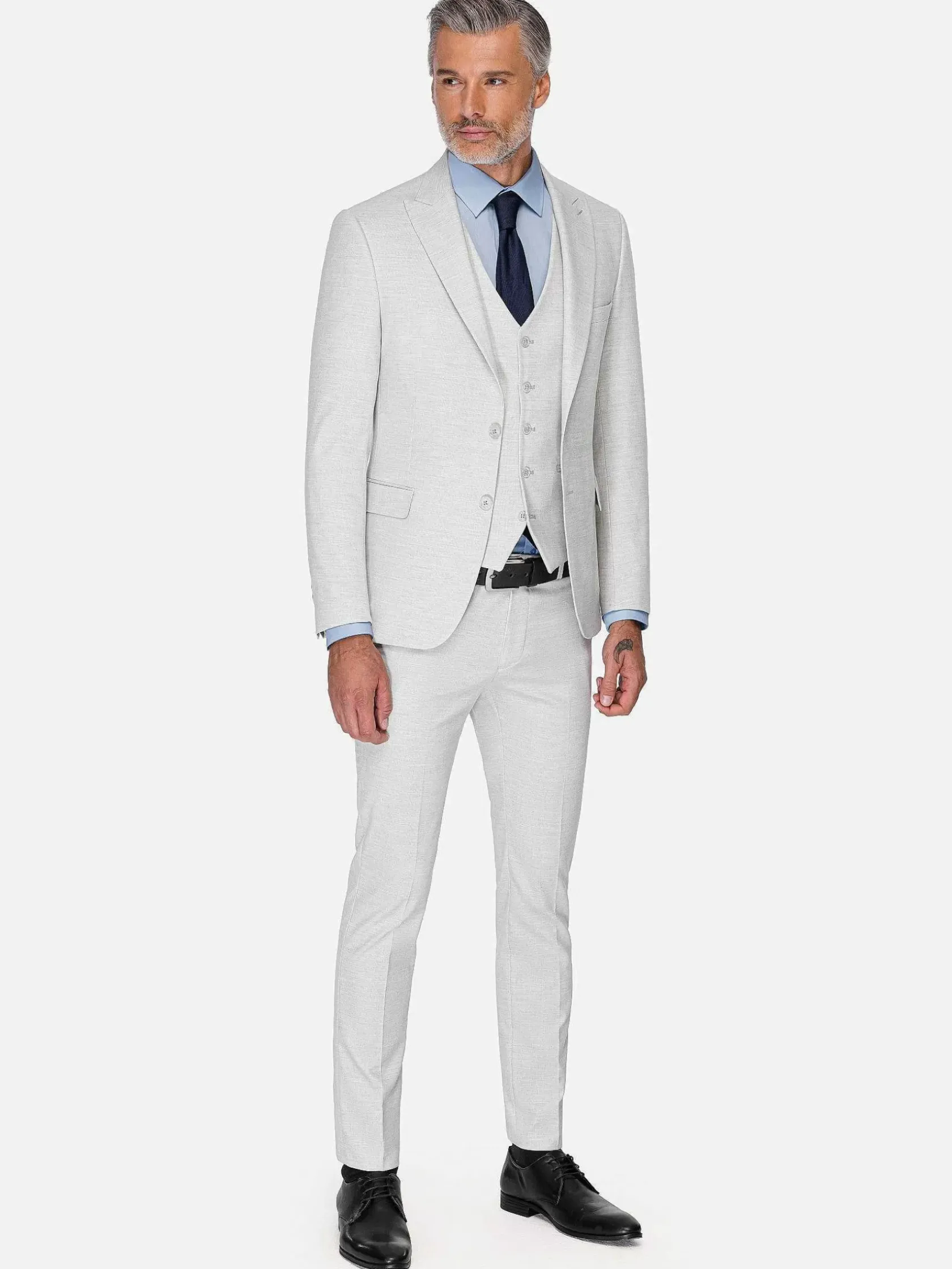 Wam Denim Colberts|Newsted Comfort Wide Lapel Light Grey Colbert