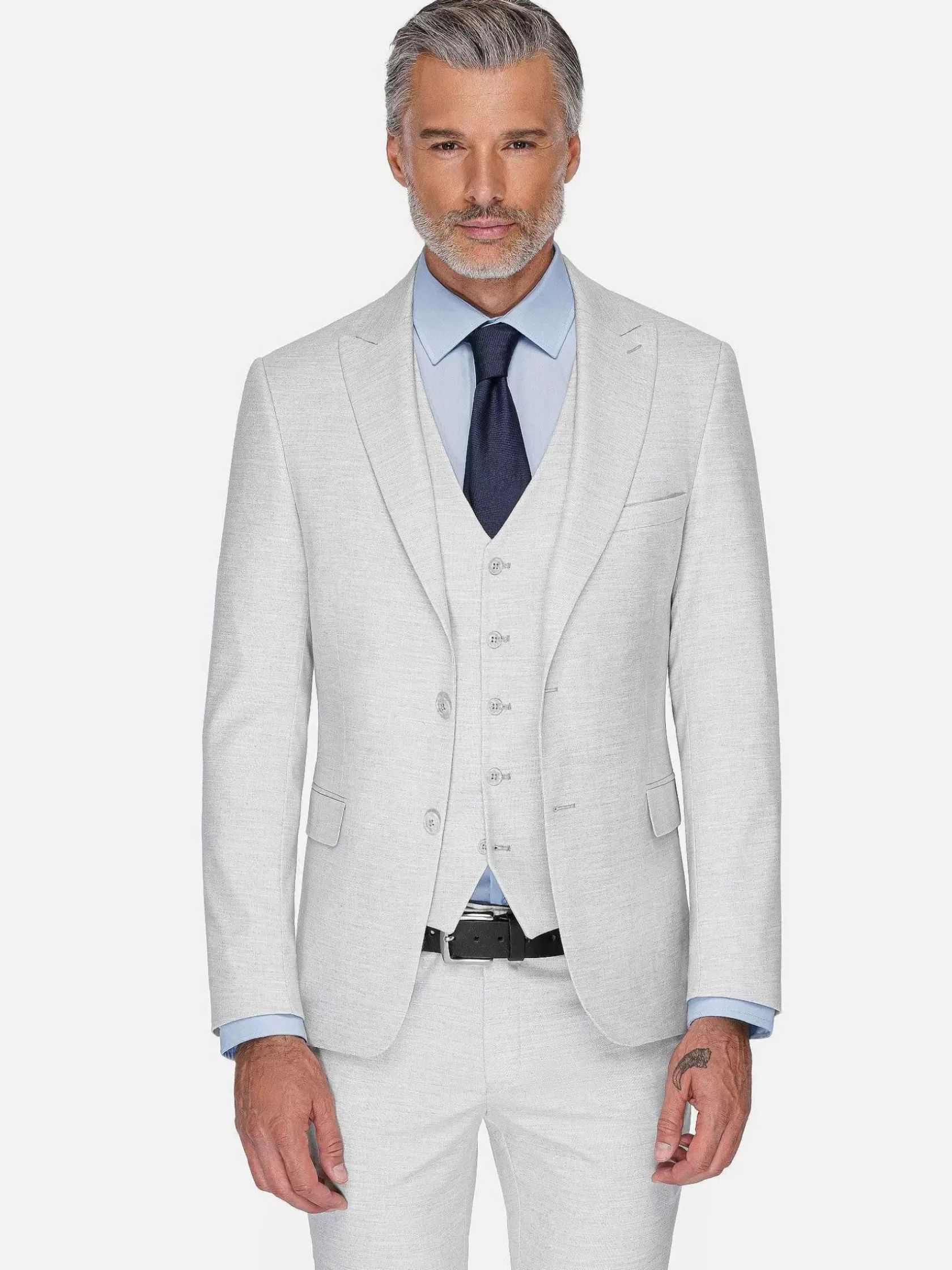 Wam Denim Colberts|Newsted Comfort Wide Lapel Light Grey Colbert