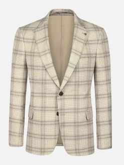 Wam Denim Colberts|Nico Single Breasted Check Beige Colbert