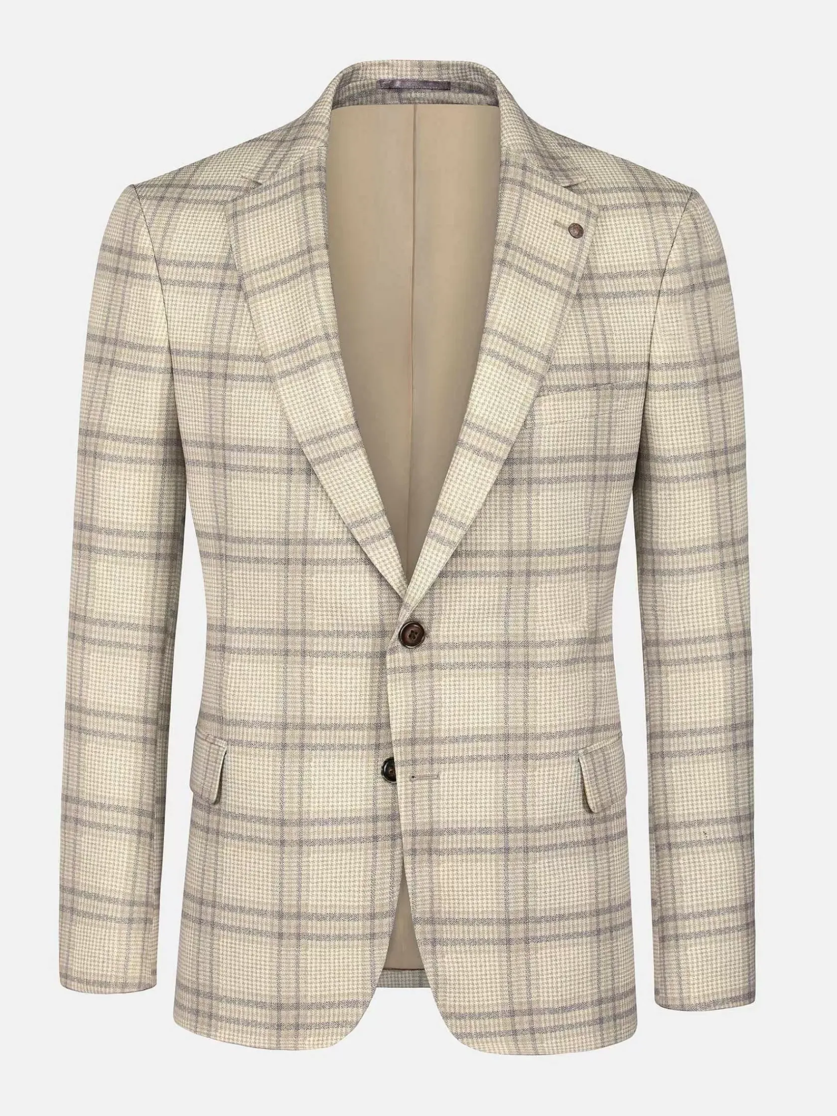 Wam Denim Colberts|Nico Single Breasted Check Beige Colbert