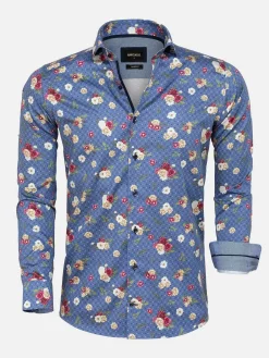 Wam Denim Overhemd Lange Mouwen|Overhemd 75636 Amarante Dark Blue