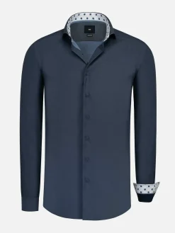 Wam Denim Overhemd Lange Mouwen|Overhemd Lange Mouw 75754 Caesar Dark Indigo