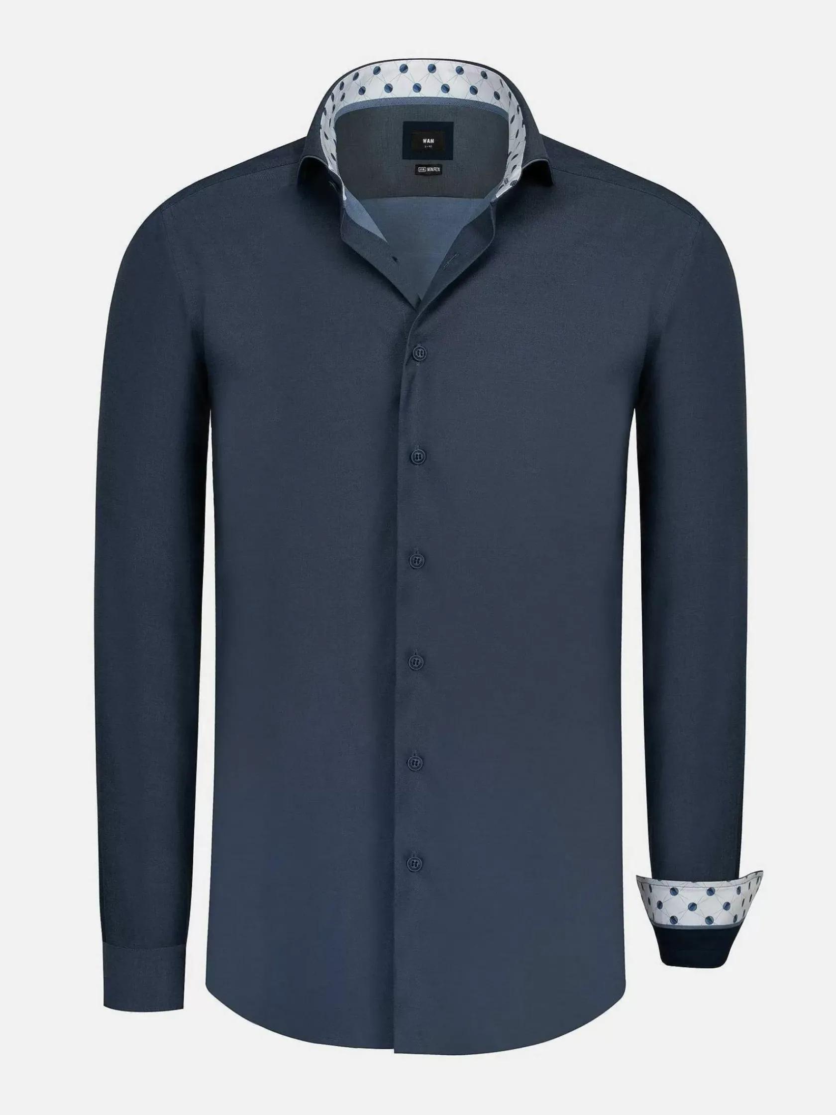 Wam Denim Overhemd Lange Mouwen|Overhemd Lange Mouw 75754 Caesar Dark Indigo