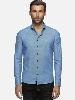 Wam Denim Overhemd Lange Mouwen|Overhemd Lange Mouw 75698 Cruise Royal Blue