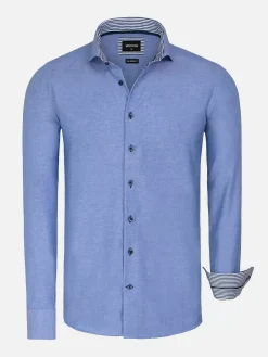 Wam Denim Overhemd Lange Mouwen|Overhemd Lange Mouw 75698 Cruise Royal Blue