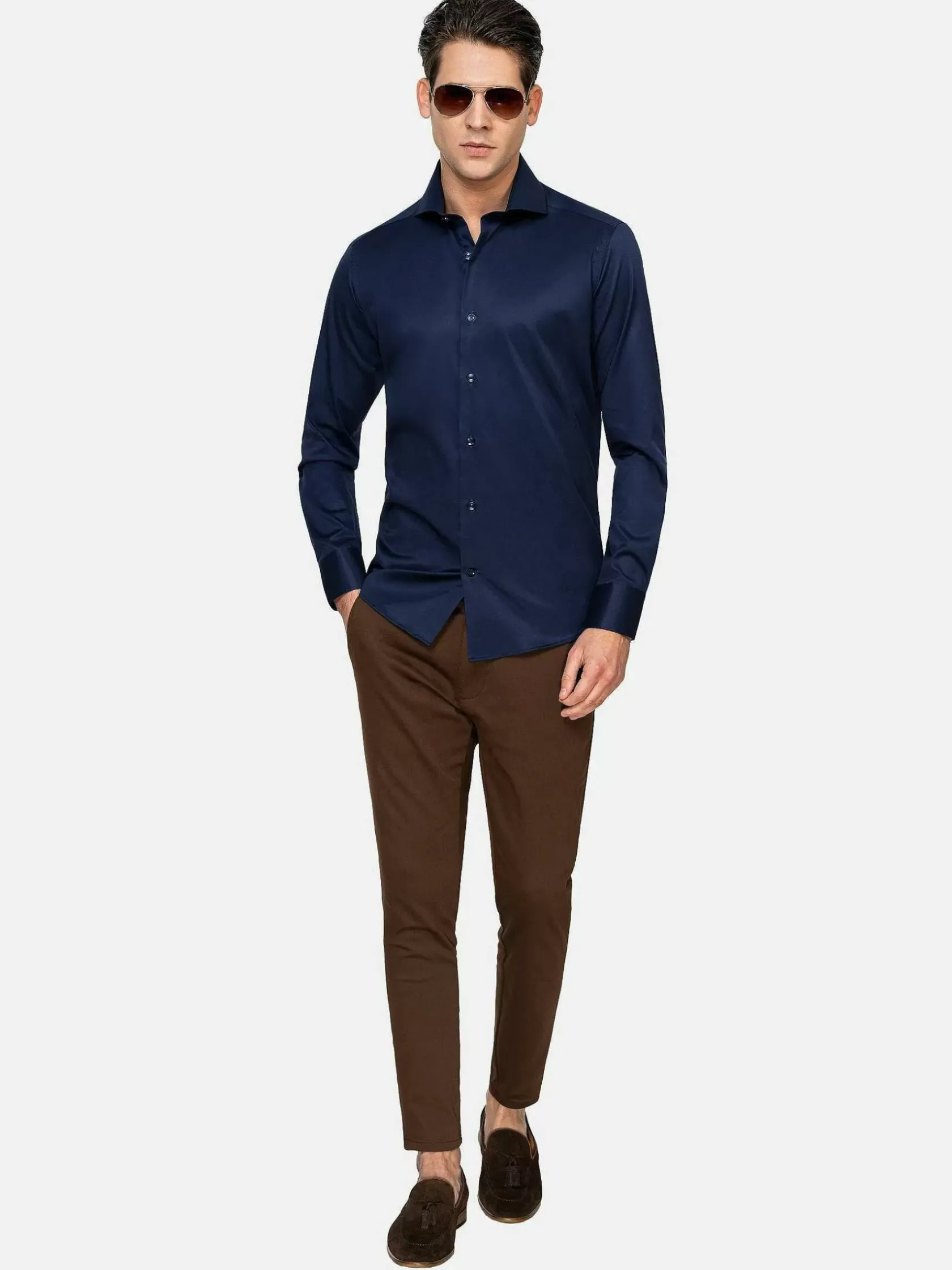 Wam Denim Overhemd Lange Mouwen|Overhemd Lange Mouw 75665 Harvery Specter Navy