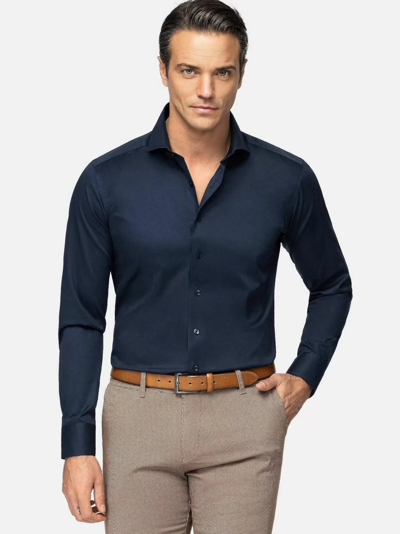 Wam Denim Overhemd Lange Mouwen|Overhemd Lange Mouw 75711 Monsebo Navy