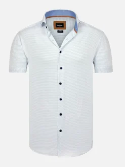 Wam Denim Overhemd Korte Mouwen|Owen Tailored Fit White Overhemd Korte Mouw