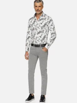 Wam Denim Overhemd Lange Mouwen|Paisley White Floral Print Overhemd Lange Mouw