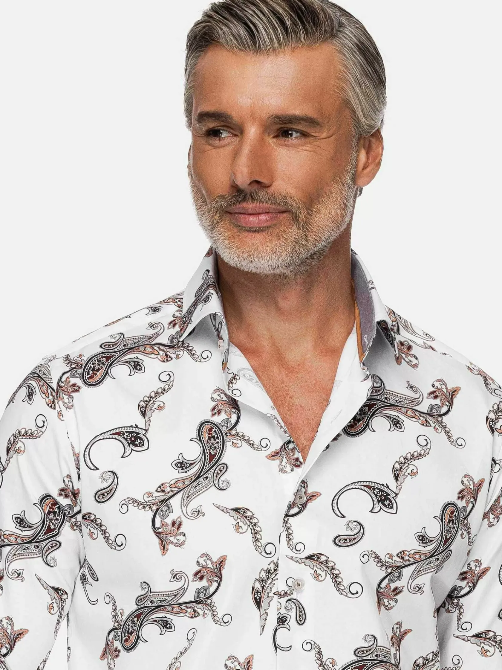 Wam Denim Overhemd Lange Mouwen|Paisley White Floral Print Overhemd Lange Mouw