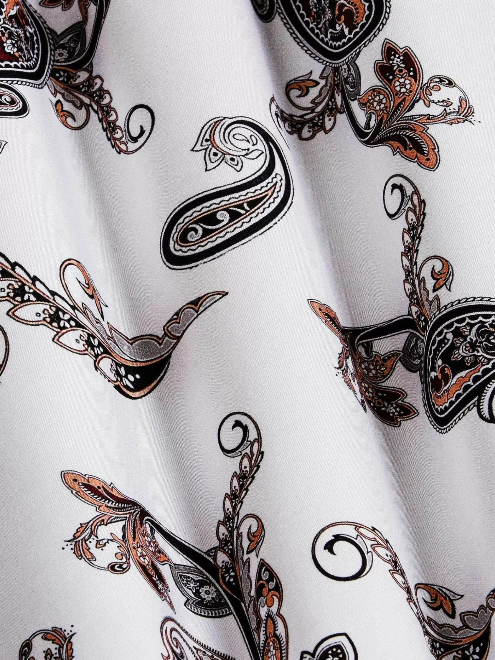 Wam Denim Overhemd Lange Mouwen|Paisley White Floral Print Overhemd Lange Mouw