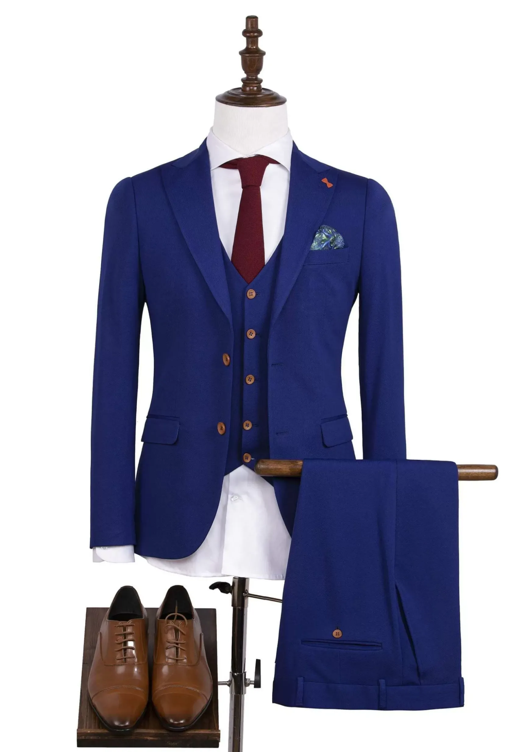 Wam Denim Gilets|Plaid Vest Royal Blue