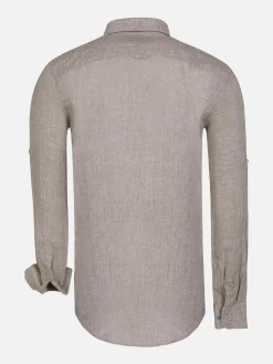 Wam Denim Overhemd Lange Mouwen|Redention Linen Beige Overhemd Lange Mouw