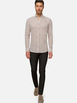 Wam Denim Overhemd Lange Mouwen|Redention Linen Beige Overhemd Lange Mouw