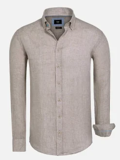 Wam Denim Overhemd Lange Mouwen|Redention Linen Beige Overhemd Lange Mouw