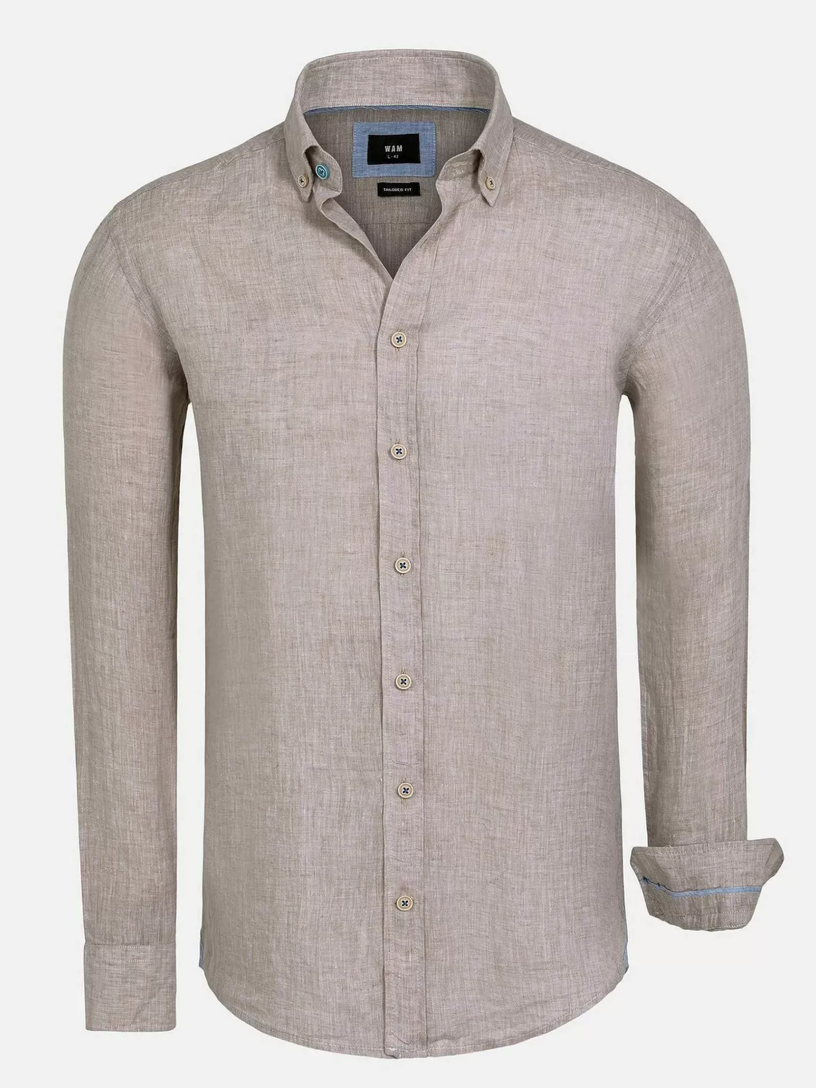 Wam Denim Overhemd Lange Mouwen|Redention Linen Beige Overhemd Lange Mouw